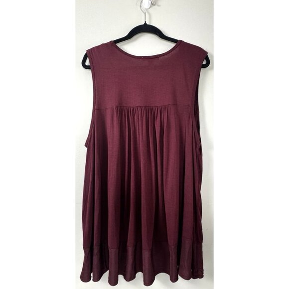 Maroon Silky Trim Flowy Long XL Cami Romantic Boho Luxe Layering Slip Tank - Picture 2 of 7